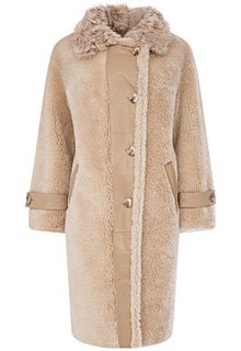 Шуба из овечьей шерсти с отделкой овчиной калган Virtuale Fur Collection