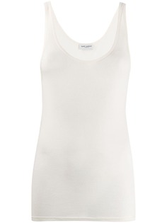 Saint Laurent полупрозрачный топ в рубчик