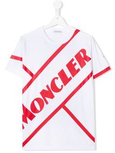Moncler Kids футболка с полосками и логотипом