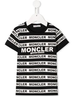 Moncler Enfant футболка в полоску с логотипом