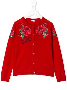 Dolce & Gabbana Kids кардиган с вышитой розой