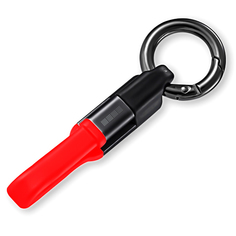 Кабель для iPod, iPhone, iPad InterStep MFI Кабель-брелок с кольцом,красный, плоский,0,1m MFI Кабель-брелок с кольцом,красный, плоский,0,1m