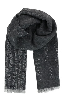 Широкий темно-серый шарф с принтом Liu Jo