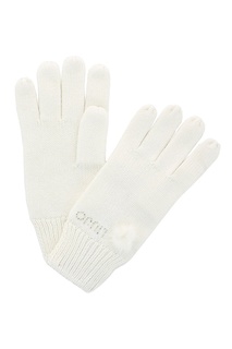 Белые перчатки с декором из меха Liu Jo