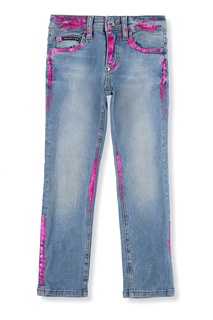 Голубые джинсы с принтом Philipp Plein Kids