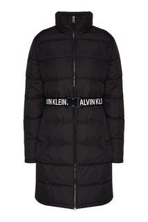 Пуховик с поясом и логотипами Calvin Klein