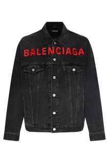 Черная джинсовая куртка с логотипом Balenciaga Man