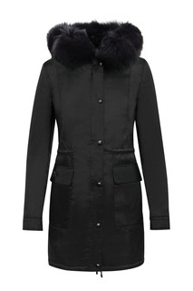 Черная парка с меховой отделкой Philipp Plein
