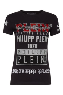 Черная футболка с декором и вышивкой Philipp Plein