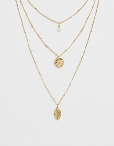 Золотисто ярусное ожерелье с подвесками Ashiana-Золотой