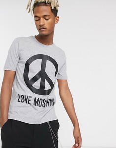 Футболка с символом мира Love Moschino-Серый