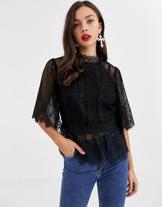 Черный кружевной топ Forever New