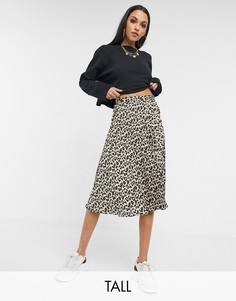Плиссированная юбка миди с леопардовым принтом Missguided Tall-Мульти