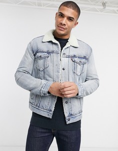 Светлая джинсовая куртка на подкладке из искусственной овчины Levis-Синий