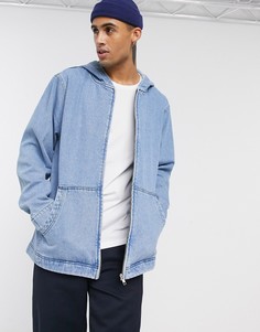 Голубая джинсовая куртка с капюшоном ASOS DESIGN-Синий