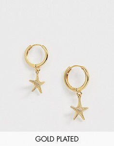 Позолоченные серьги-кольца с дизайном с морской звездой Orelia-Золотой