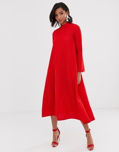 Платье макси с рукавами клеш Closet-Красный