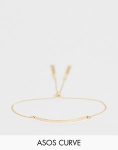 Золотистый браслет с цепочкой и металлической пластиной ASOS DESIGN Curve-Золотой