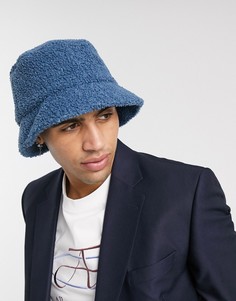 Сине-зеленая панама из искусственного меха ASOS DESIGN-Зеленый
