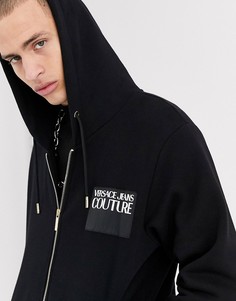 Черный худи на молнии Versace Jeans Couture