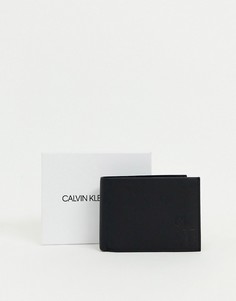 Черный кожаный бумажник с монограммой Calvin Klein Jeans
