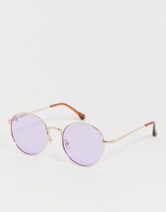 Круглые солнцезащитные очки с фиолетовыми стеклами Jeepers Peepers-Золотой
