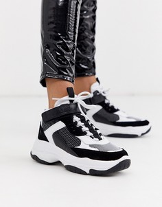 Черно-белые высокие кроссовки на массивной подошве Calvin Klein - Missie-Мульти