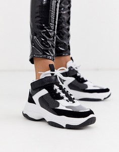 Черно-белые высокие кроссовки на массивной подошве Calvin Klein - Missie-Мульти