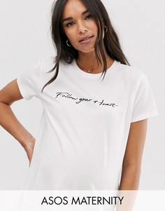 Футболка с надписью \"follow your heart\" ASOS DESIGN Maternity-Белый