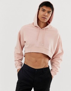 Oversize-худи укороченного кроя и розового цвета ASOS DESIGN-Розовый