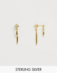 Позолоченные серебряные двусторонние серьги-подвески со стразами ASOS DESIGN-Золотой