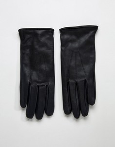 Черные кожаные перчатки Paul Costelloe-Черный