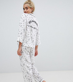 Классический пижамный комплект с брюками и принтом \"101 далматинец\" ASOS DESIGN Petite-Белый