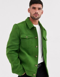 Зеленая куртка в ковбойском стиле с добавлением шерсти ASOS DESIGN-Зеленый