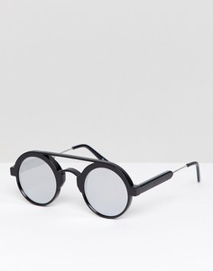 Круглые солнцезащитные очки в черной оправе с зеркальными стеклами Spitfire-Черный