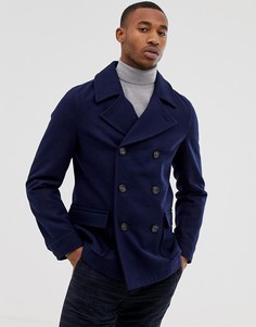 Пальто-бушлат из премиум-ткани с добавлением шерсти Harry Brown-Темно-синий