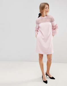 Платье А-силуэта с кружевными вставками Ted Baker Lucila-Розовый
