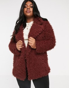 Темно-коричневая куртка из искусственного меха Vero Moda Curve-Коричневый