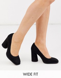 Черные туфли-лодочки на блочном каблуке с квадратным носком ASOS DESIGN-Черный