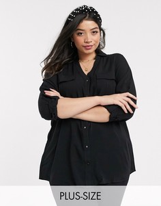Черная рубашка с карманом New Look Curve-Черный