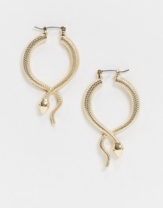 Золотистые серьги-кольца в форме змеи ASOS DESIGN-Золотой