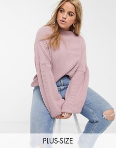 Свободный розовый джемпер с пышными рукавами In The Style x Billie Faiers Plus