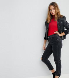 Черные узкие джинсы в винтажном стиле с рваной отделкой ASOS PETITE Farleigh-Черный
