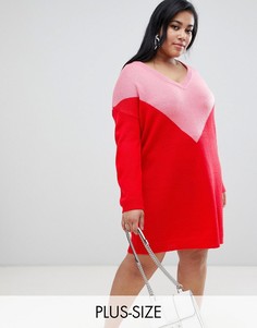 Платье-джемпер с шевронным узором Brave Soul Plus-Красный