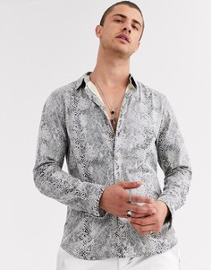 Серая рубашка со змеиным принтом ASOS DESIGN-Серый