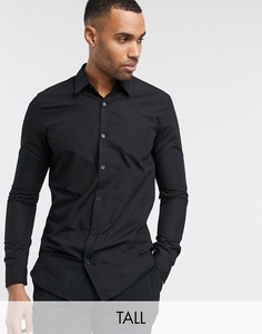 Черная рубашка из поплина Threadbare Tall-Черный