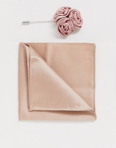 Булавка на лацкан и платок для пиджака с цветочным принтом Gianni Feraud wedding-Розовый