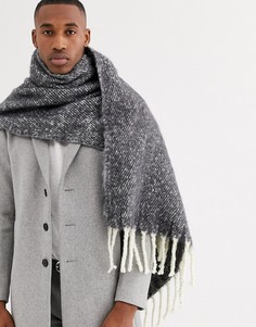 Пушистый шарф темно-серого/кремового цвета ASOS DESIGN-Серый