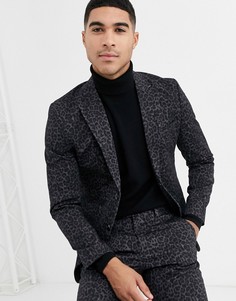 Черный пиджак с леопардовым принтом Jack & Jones Premium