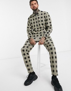 Клетчатый спортивный костюм с курткой Харрингтон и джоггерами ASOS DESIGN-Бежевый